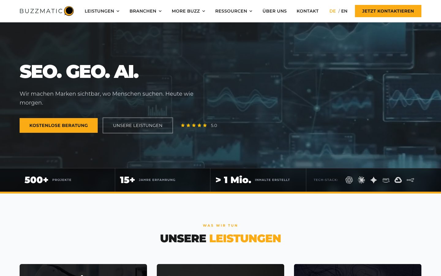 Startseite von Buzzmatic
