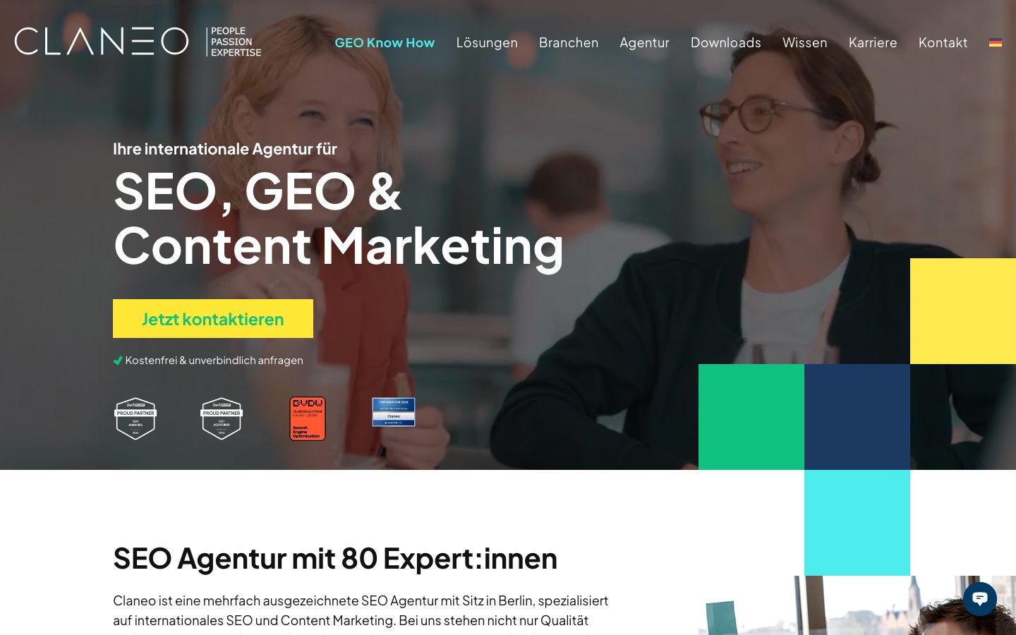 Startseite von Claneo