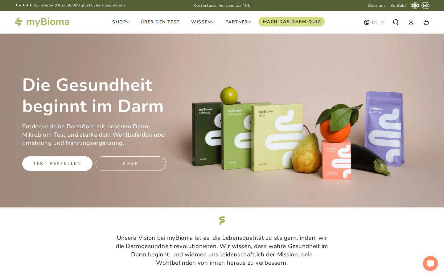 Startseite von myBioma