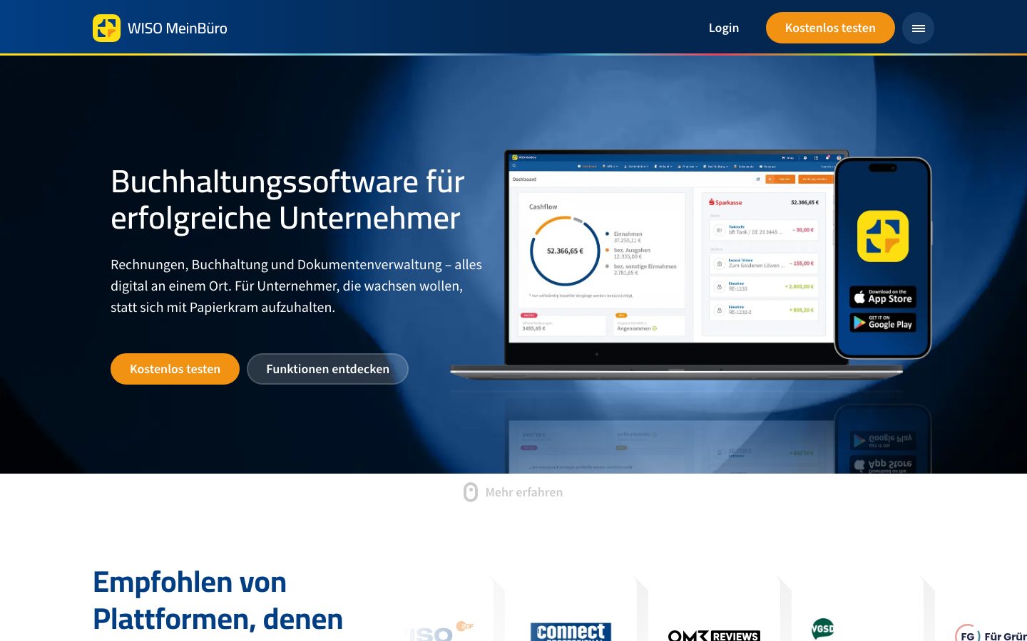 Startseite von WISO MeinBüro